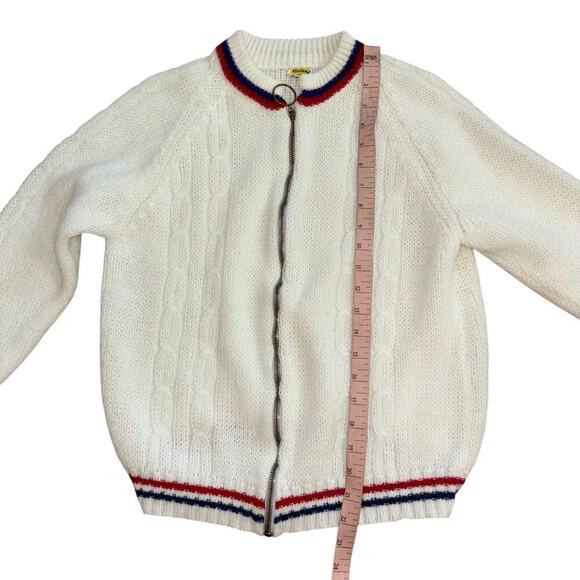 Grandpa Sweater Americana White Red Blue Women’s S/M Preppy Old Money Costal - Picture 11 of 11